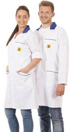 ESD Arbeitsmantel, unisex, weiß/blau, 3/4 Länge, 3XL