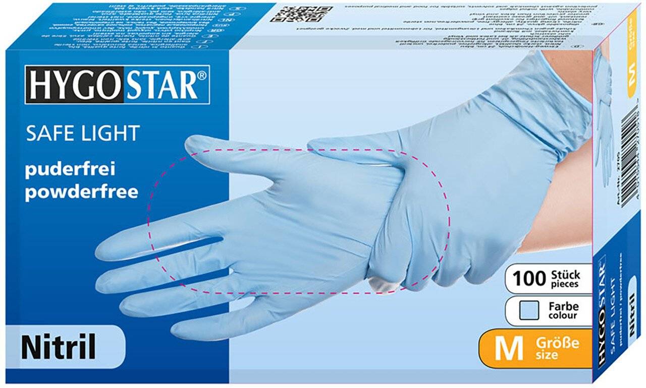 Hygostar Nitrilhandschuhe SAFE PREMIUM, blau, Größe M, puderfrei