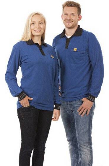 ESD Polo-Shirt langarm, blau/schwarz, unisex, 4XL