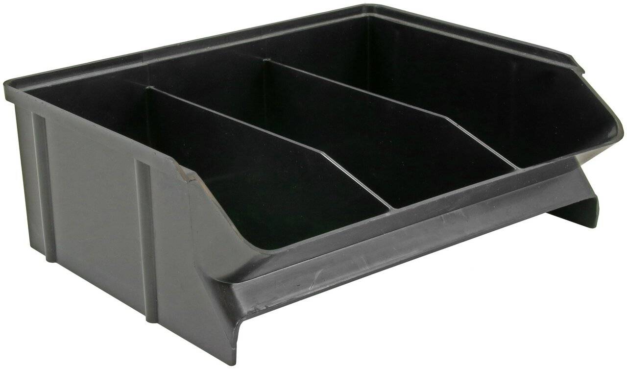 ESD-Greifschale, 3 Fächer, 198x160x70 mm, schwarz
