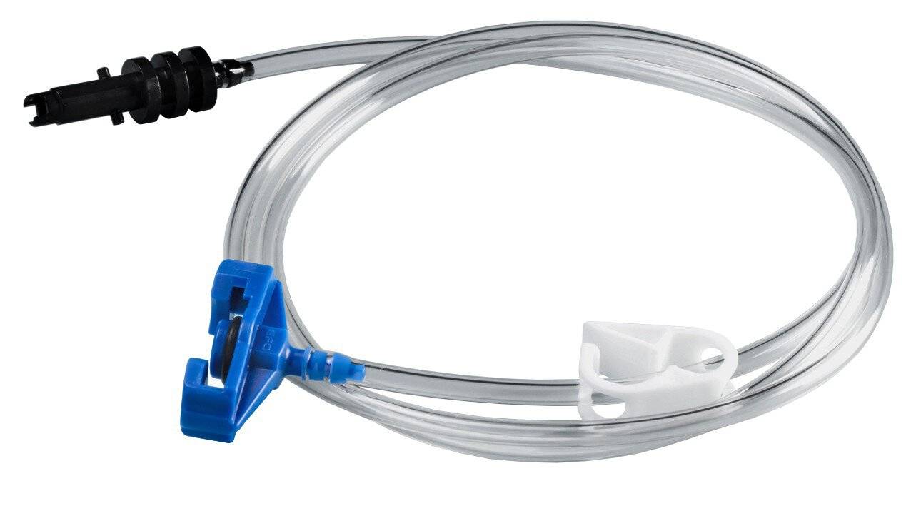 Standard-Bajonett-Adapter für Kartuschen, Optimum® Serie, 10 cm³, 90 cm, blau
