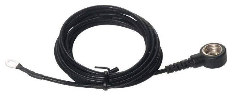 ESD Erdungskabel, 10 mm Druckknopf / 4 mm Öse, L = 1,5 m