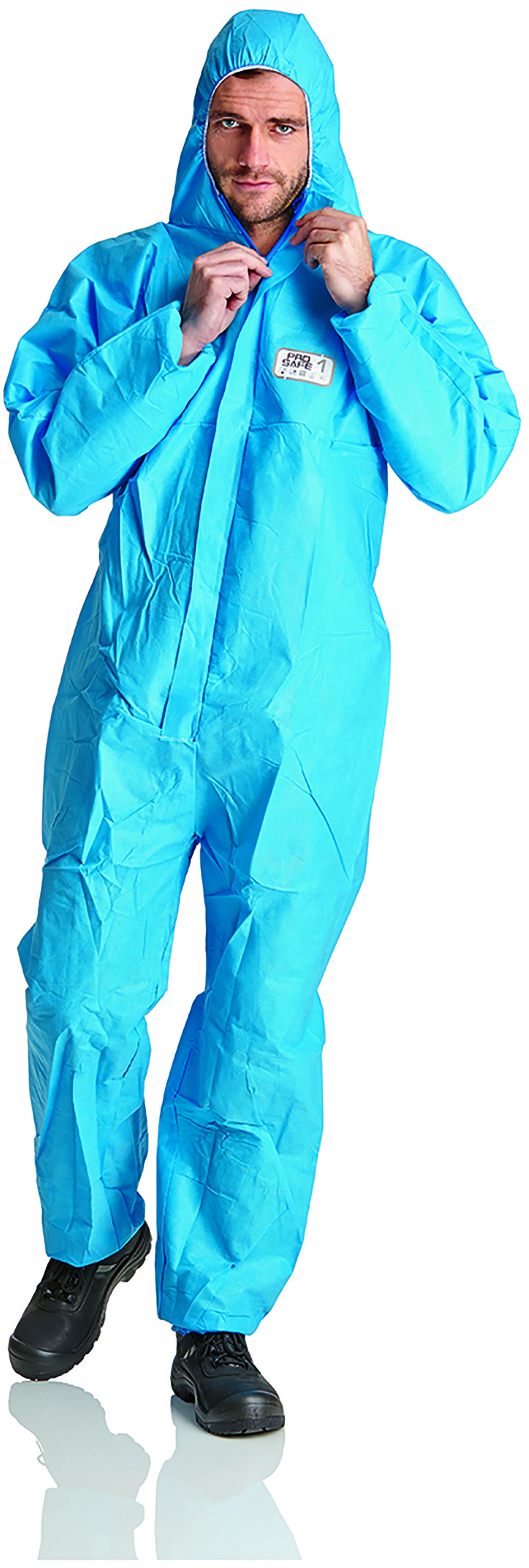 ProSafe® 1 Overall, 4-lagiges SMMS, antistatisch, mit Kapuze, blau, Größe M