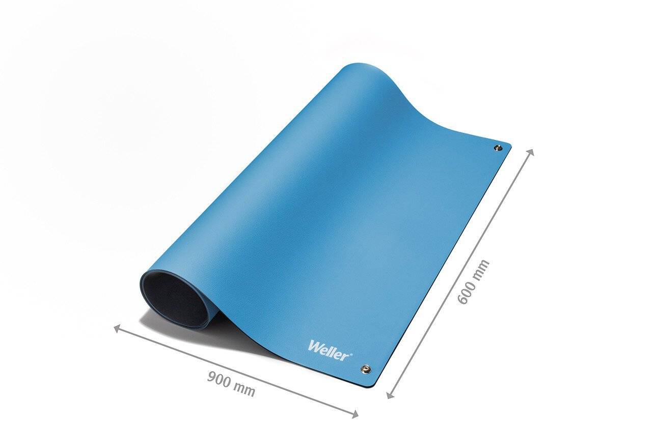 ESD Tischmatten Set, blau, 600 x 900 mm, zwei Druckknöpfe