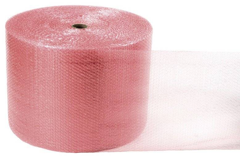 ESD-Luftpolsterfolie, rosa, ableitend, 300 mm, 150 m Rolle