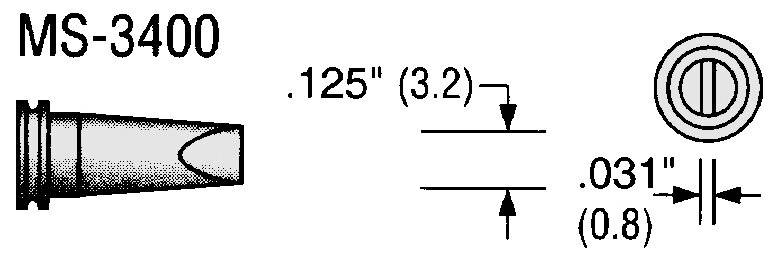 Lötspitze MS-Serie, meißelförmig, 3,2 x 0,8 mm