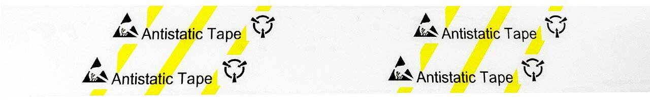 ESD-Klebeband mit ESD-Warnsymbol, transparent/gelb, 24mm, 36m