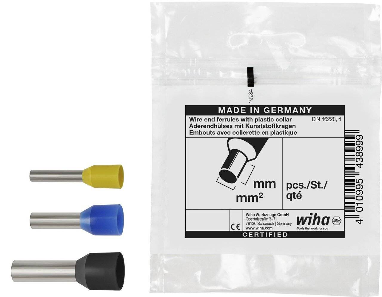 Aderendhülsen mit Kunststoffkragen 100 St. Farbcode 2 (DE) & DIN 2,5mm² (43927)