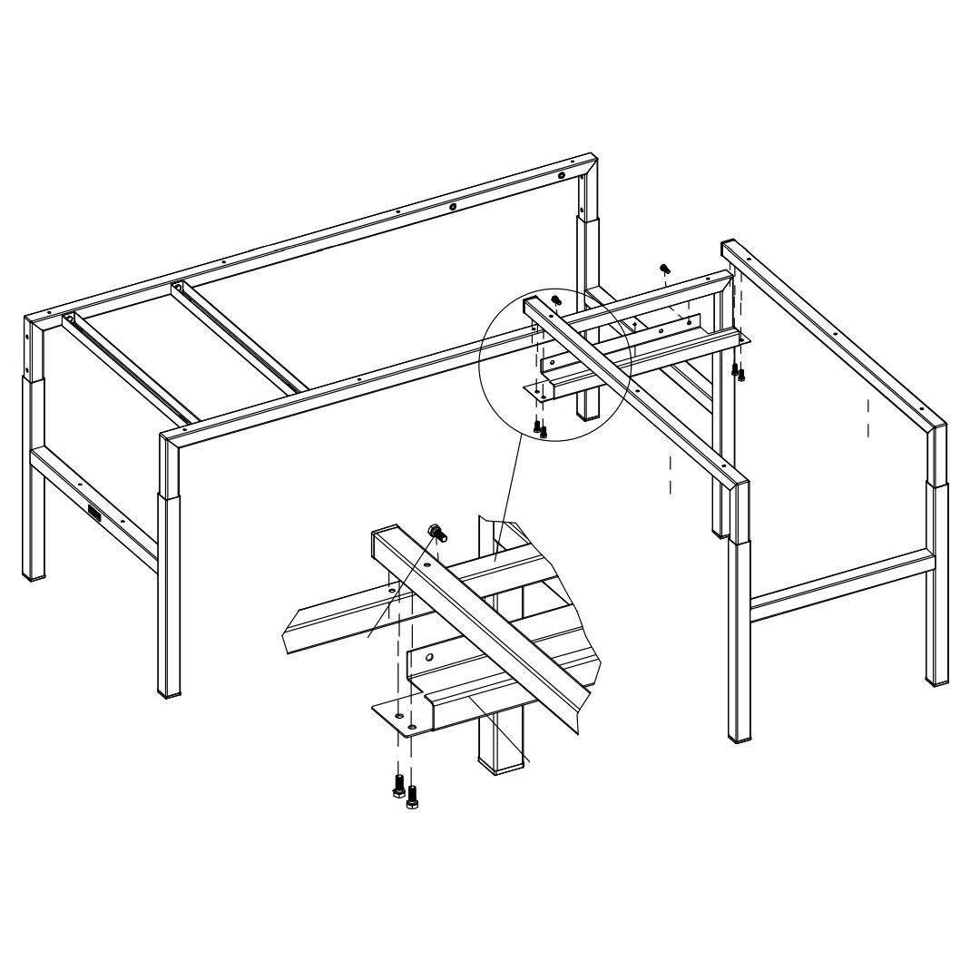 ESD Anbau-Tischgestell Dikom Classic SR-M, manuell höhenverstellbar, 990x570 mm