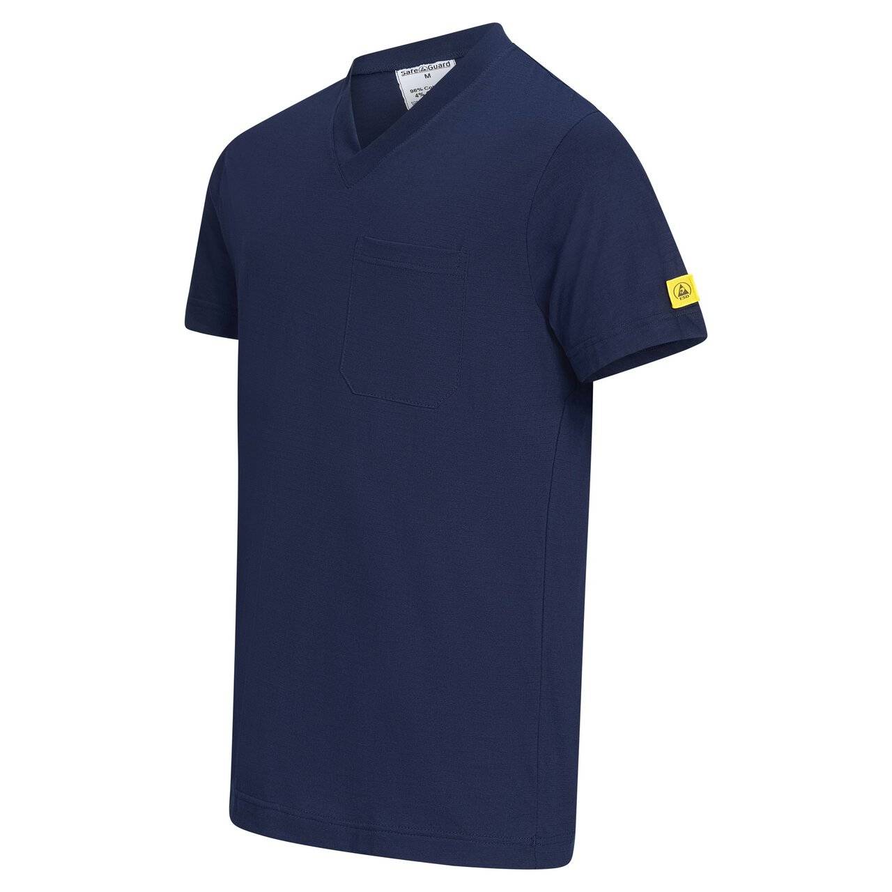 ESD-T-Shirt mit Brusttasche, V-Ausschnitt, 150g/m², marineblau, XS