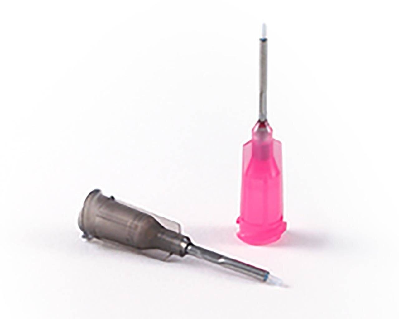 Dosiernadel 0,5", gerade, Gauge 25, PTFE-beschichtet, pink, spitzenform gerade