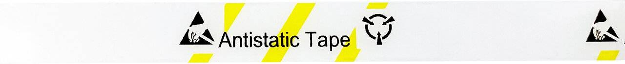ESD-Klebeband mit ESD-Warnsymbol, transparent/gelb, 12mm, 36m