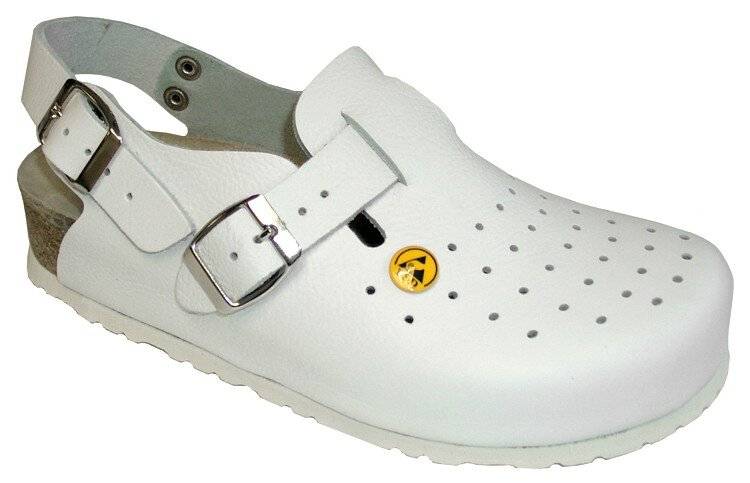 ESD Clog Vollrindleder, Absatzhöhe 3 cm/Perforation, weiß, 39