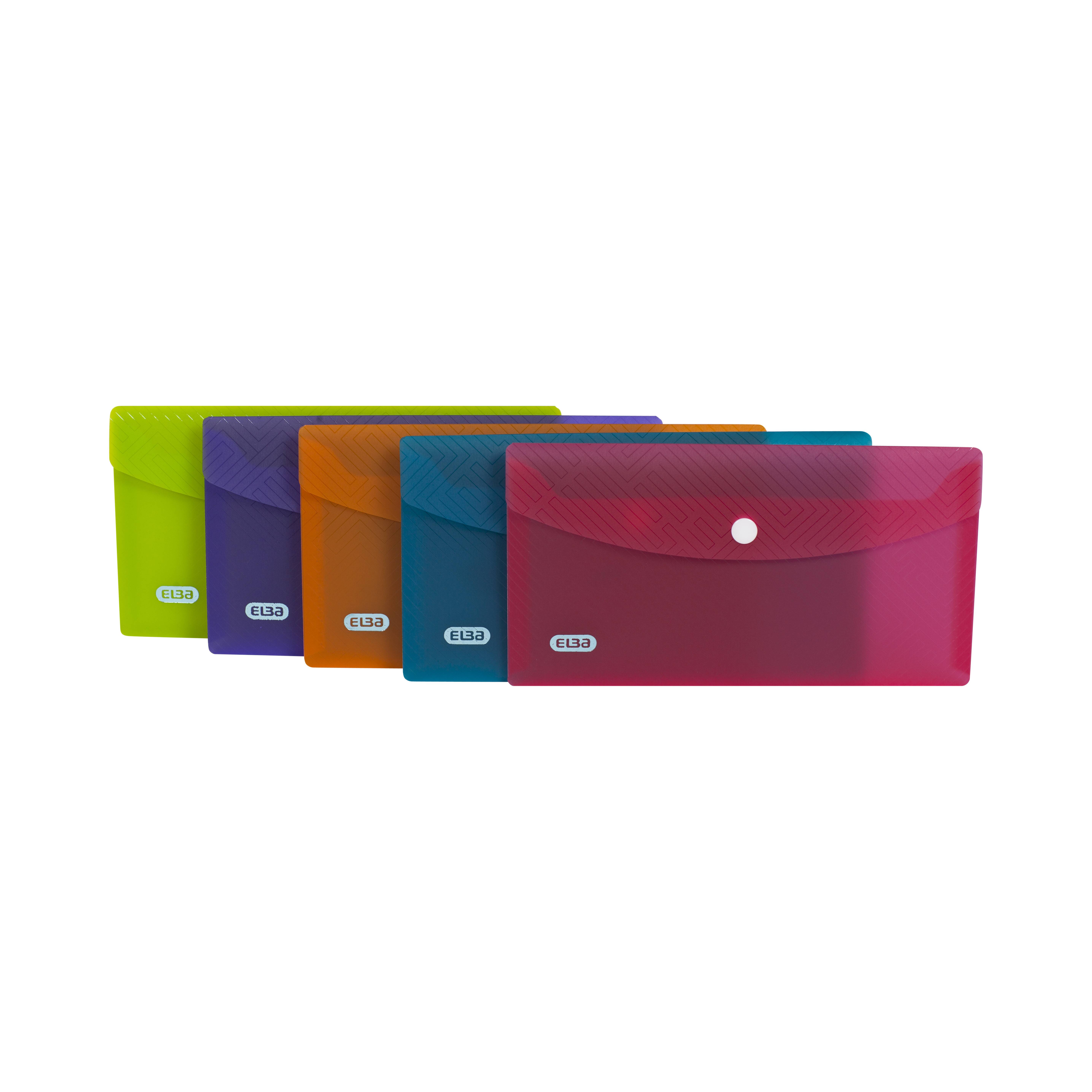 ELBA Urban Brieftaschen, DIN Lang, Pack mit 5 Taschen, PP, transluzent sortiert