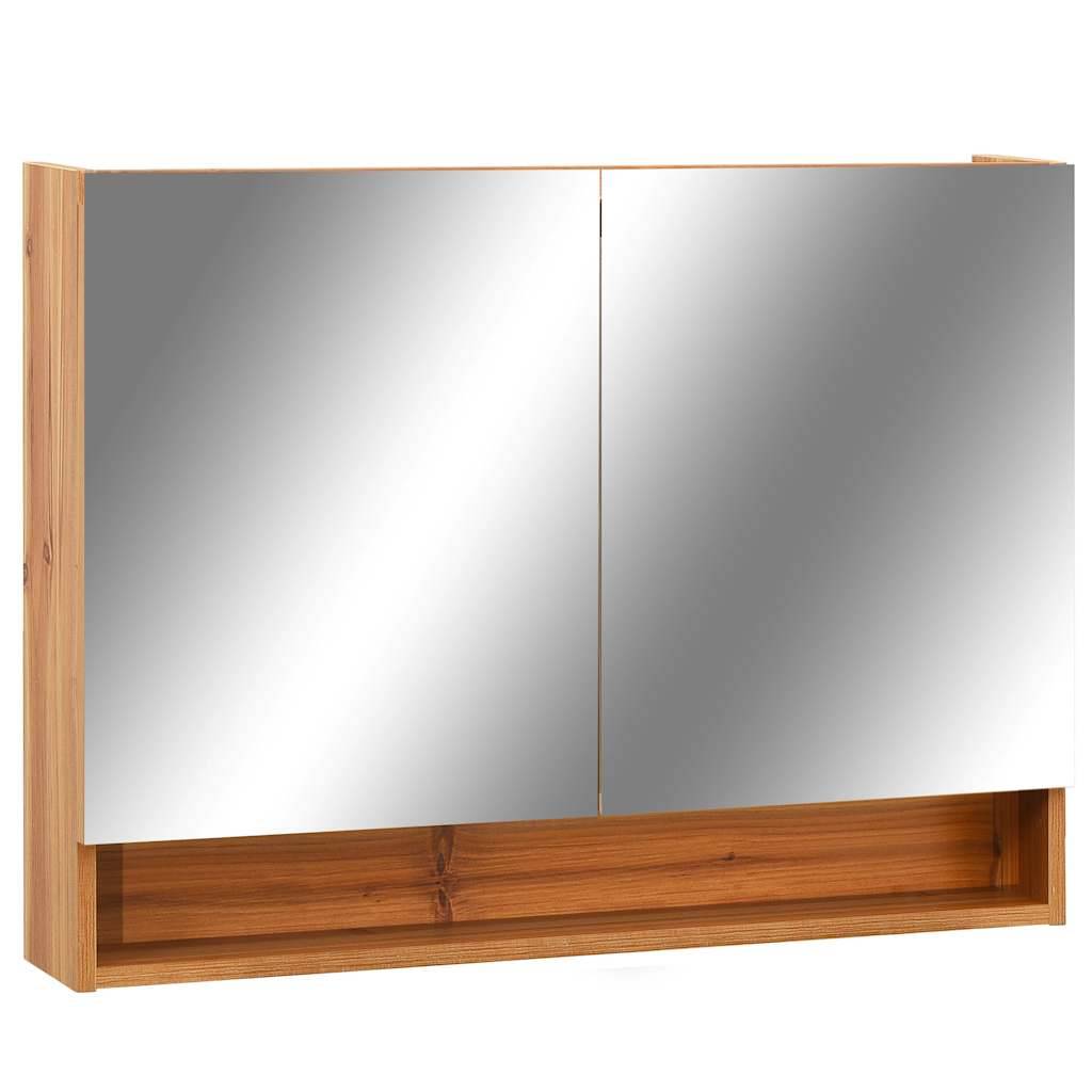 vidaXL LED-Spiegelschrank fürs Bad Eiche 80x15x60 cm MDF