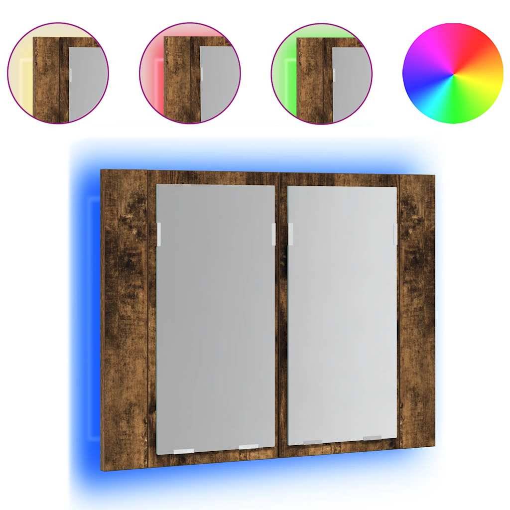 vidaXL LED-Spiegelschrank Räuchereiche 60x12x45 cm Holzwerkstoff