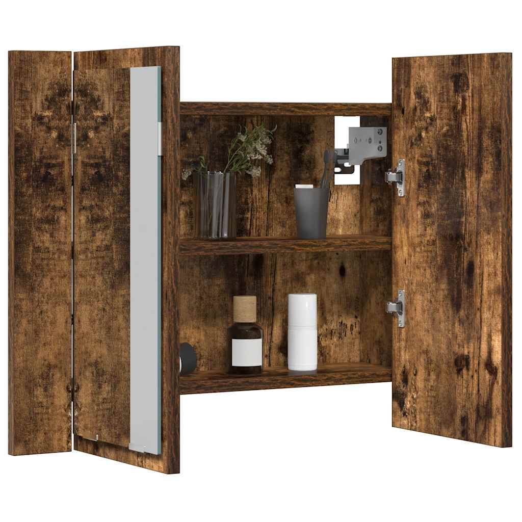 vidaXL LED-Spiegelschrank Räuchereiche 60x12x45 cm Holzwerkstoff
