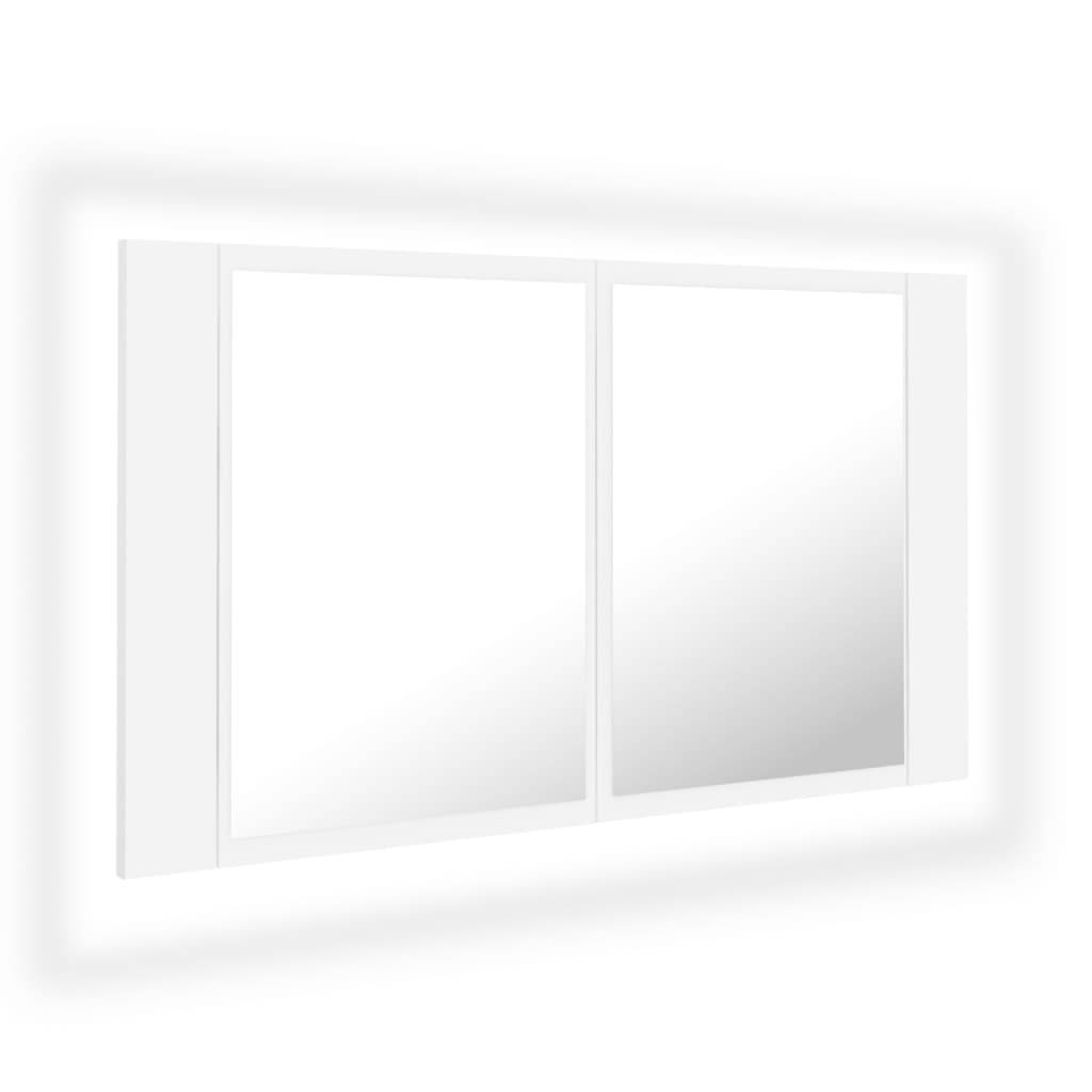 vidaXL LED-Bad-Spiegelschrank Weiß 80x12x45 cm Acryl