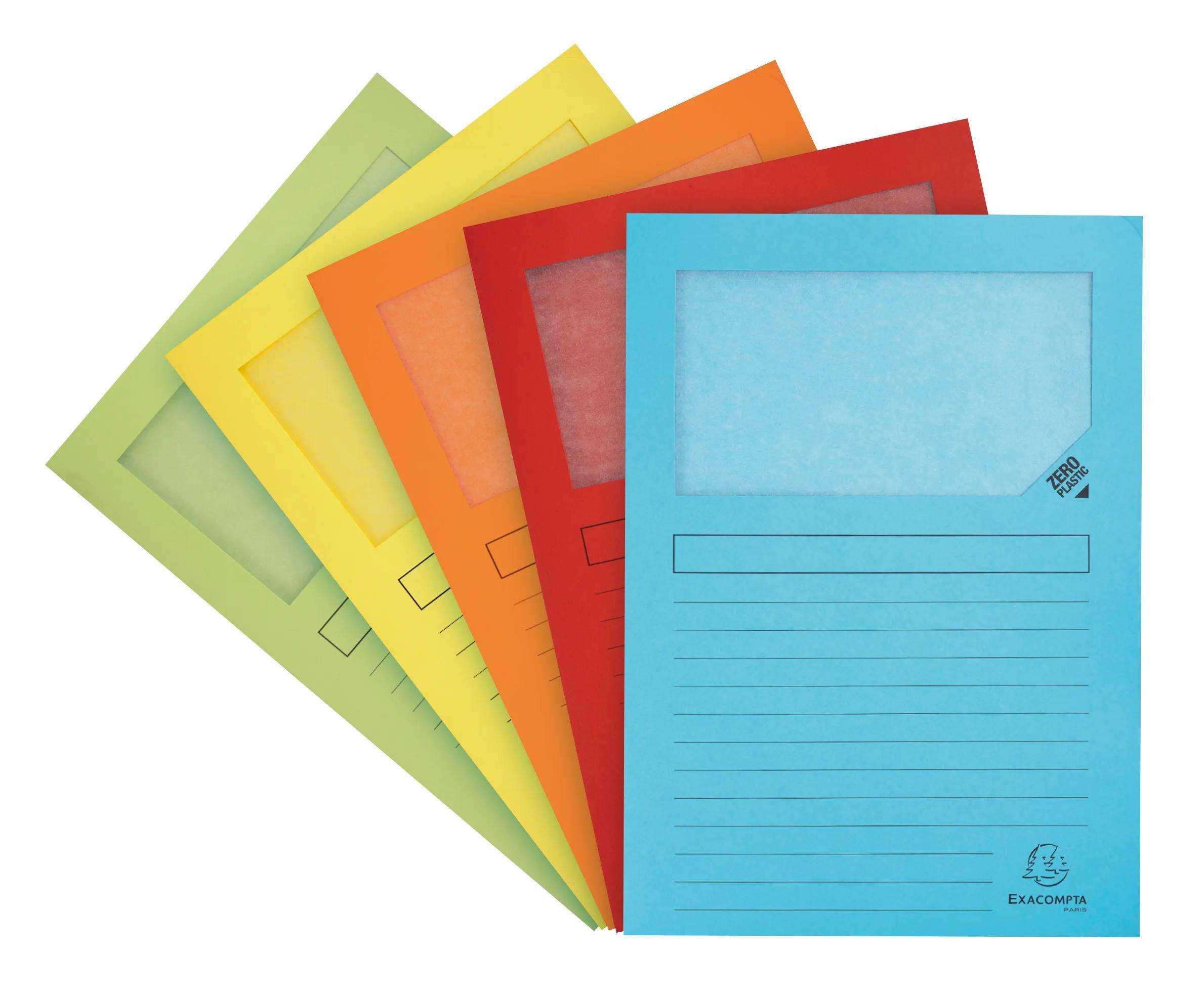 Exacompta 8x Pack 50 dehnbaren Fenstermappen, A4, plastikfrei, sortiert, 50550E
