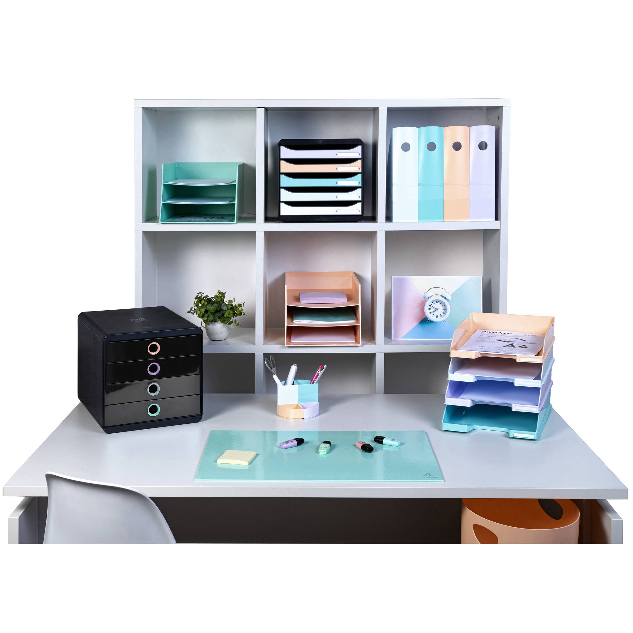 Exacompta 314496D Exacompta, AQUAREL Schubladenbox mit 4 Schubfächern, POP-BOX, für Dokumente A4+ - Farben sortiert