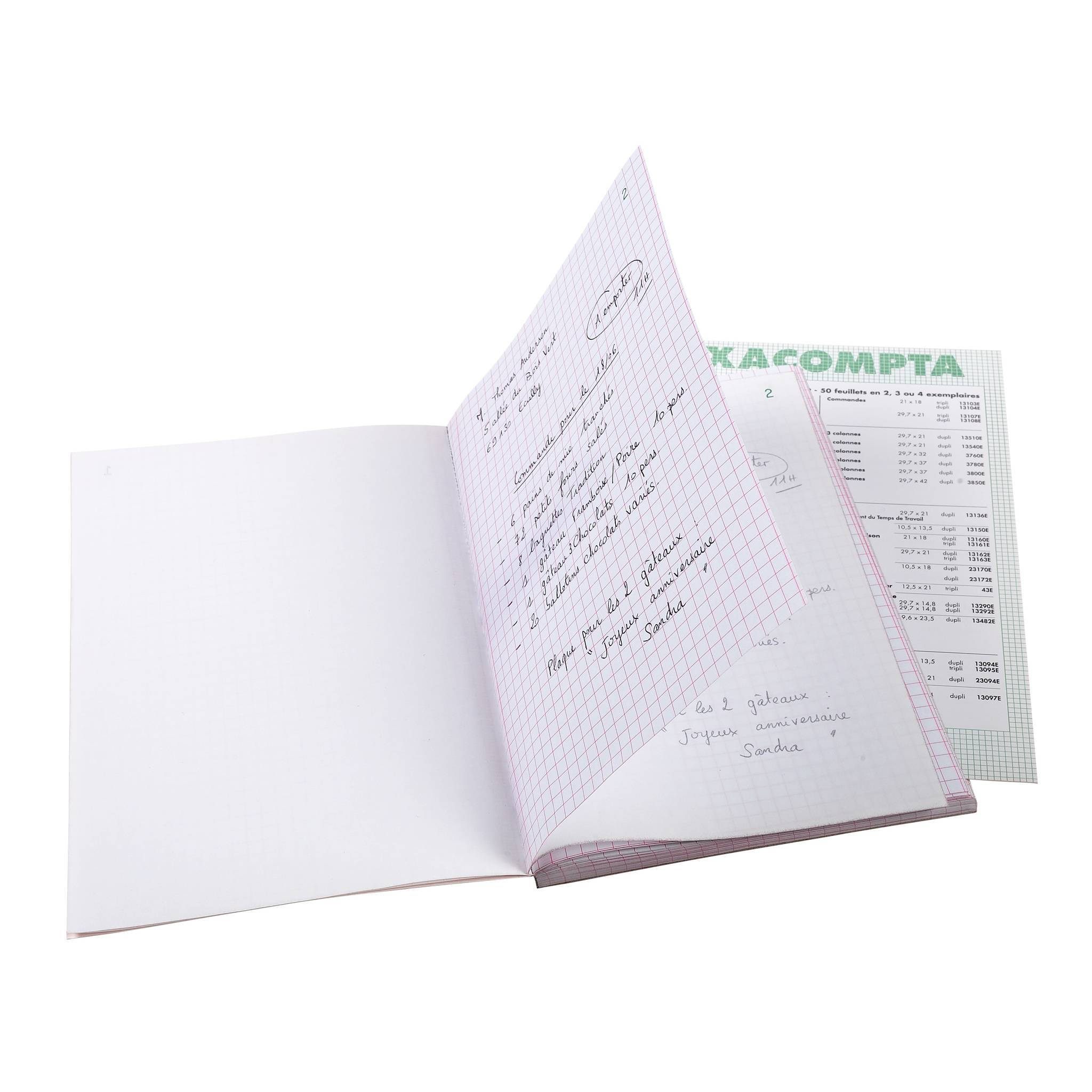 Exacompta 10x Durchschreibebuch A5 kariert 50 Blatt, doppelte Ausführung - 3250E