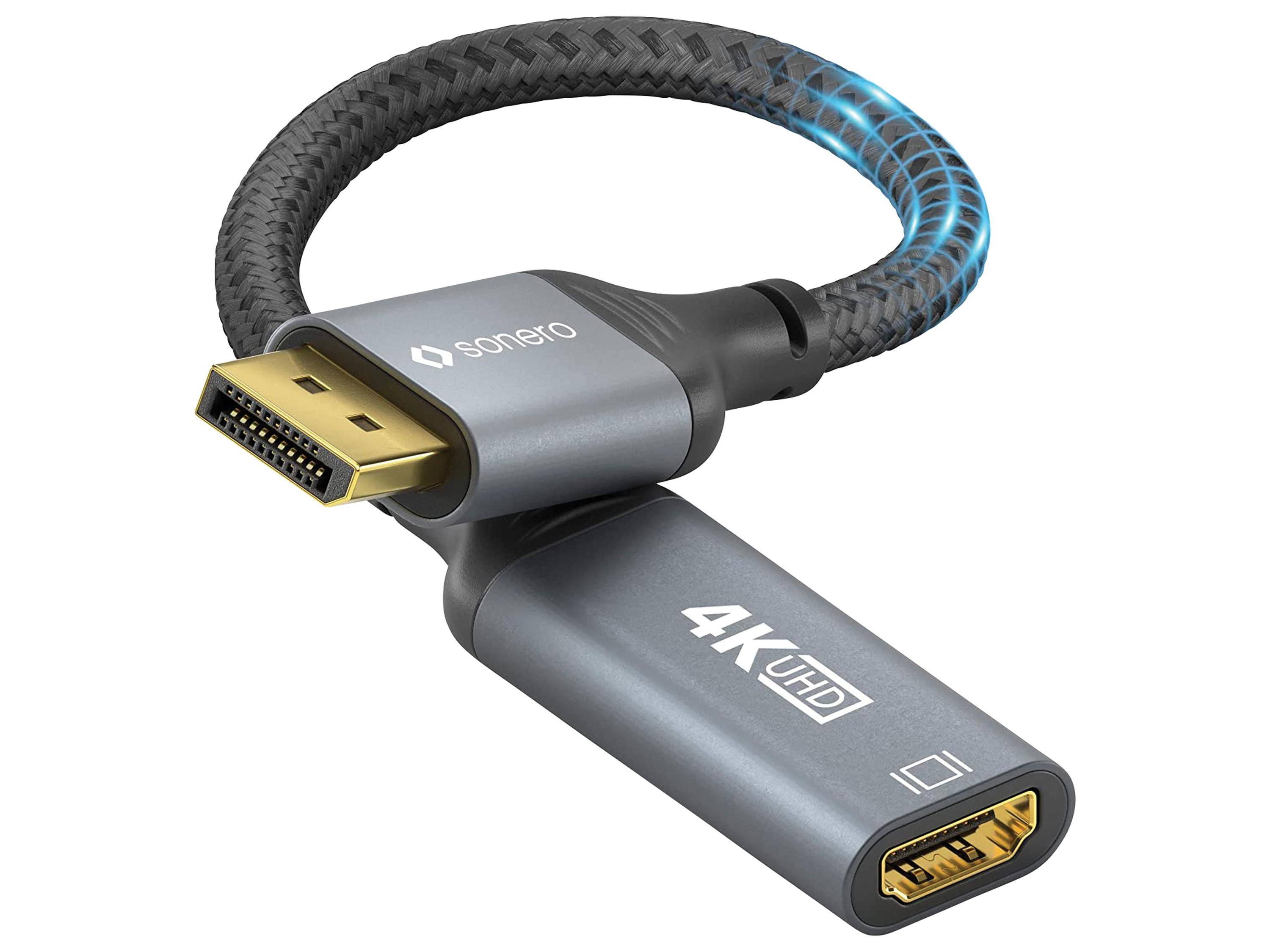 sonero DisplayPort auf HDMI Adapter - 4K60 - grau/schwarz - 0,10m