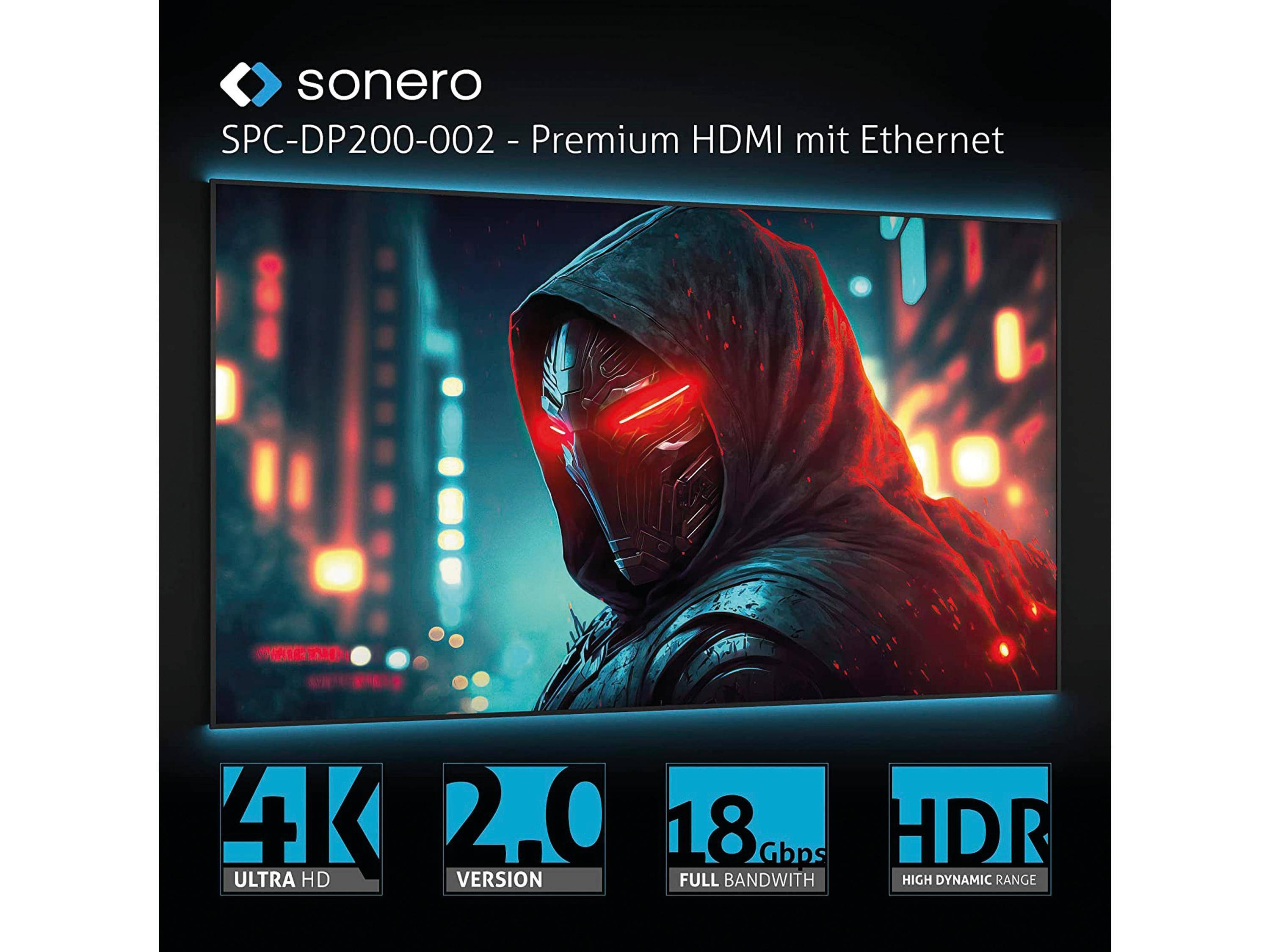 sonero DisplayPort auf HDMI Adapter - 4K60 - grau/schwarz - 0,10m