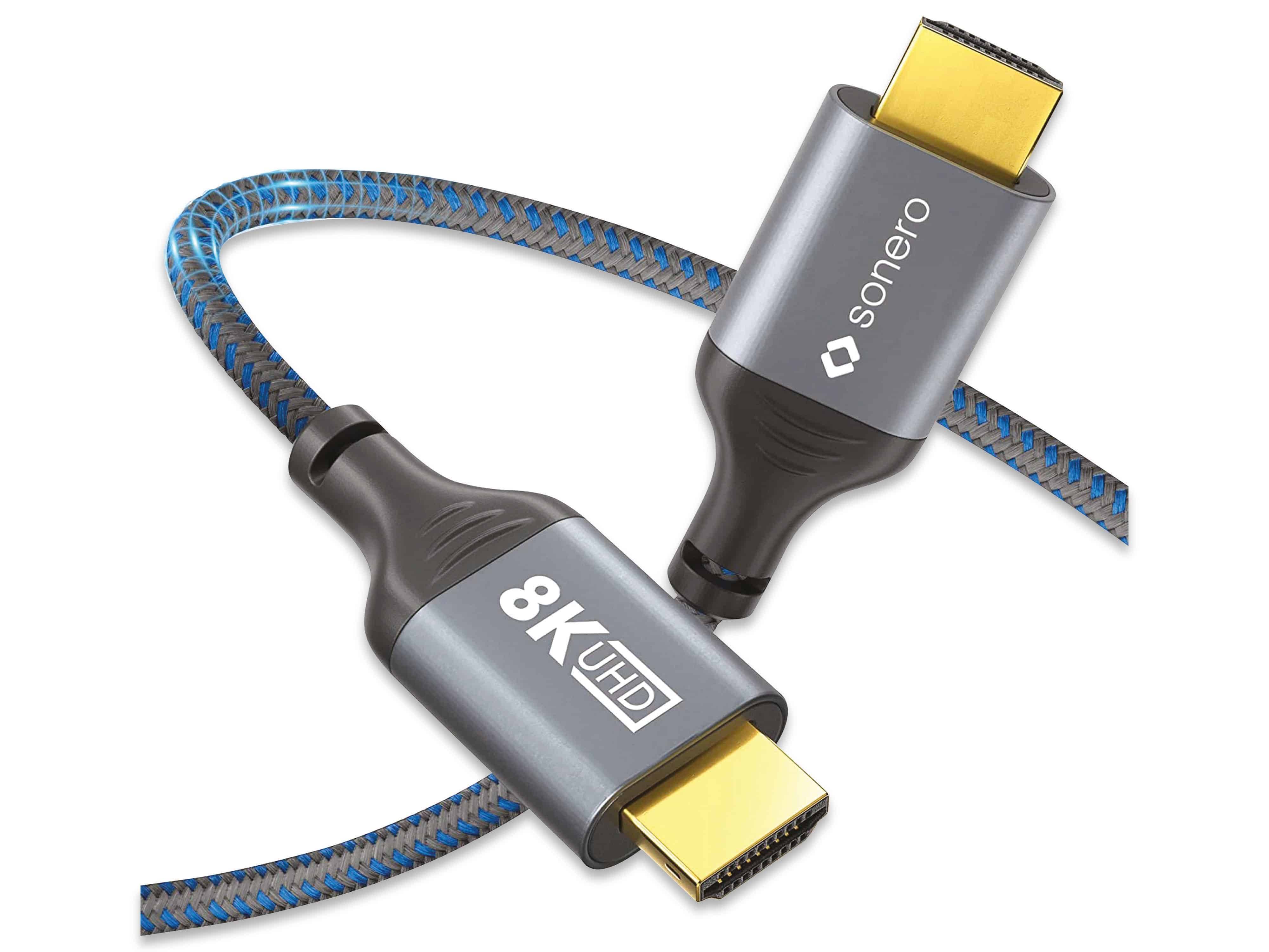 sonero HDMI auf HDMI Kabel - 8K60 - grau/blau - 2,00m