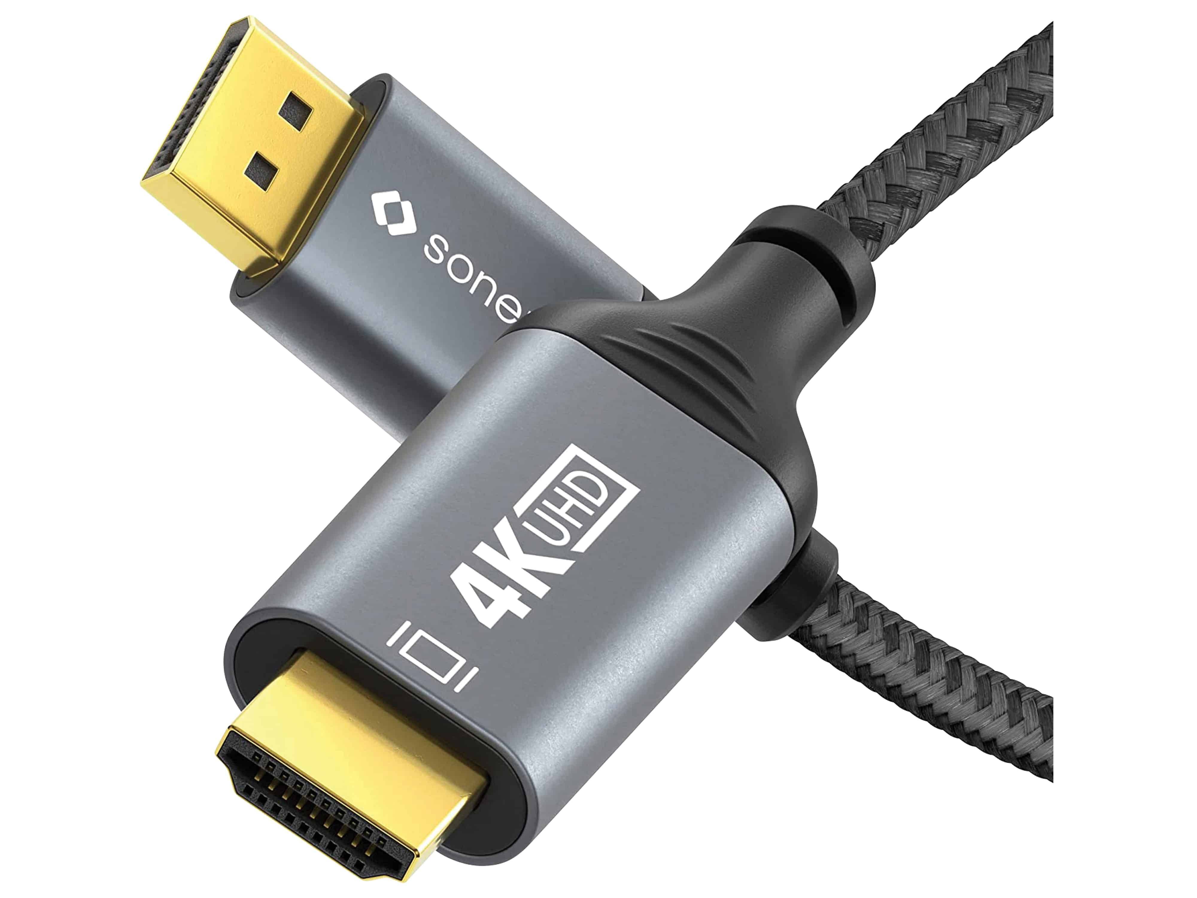 sonero DisplayPort auf HDMI Kabel - 4K60 - grau/schwarz - 1,00m