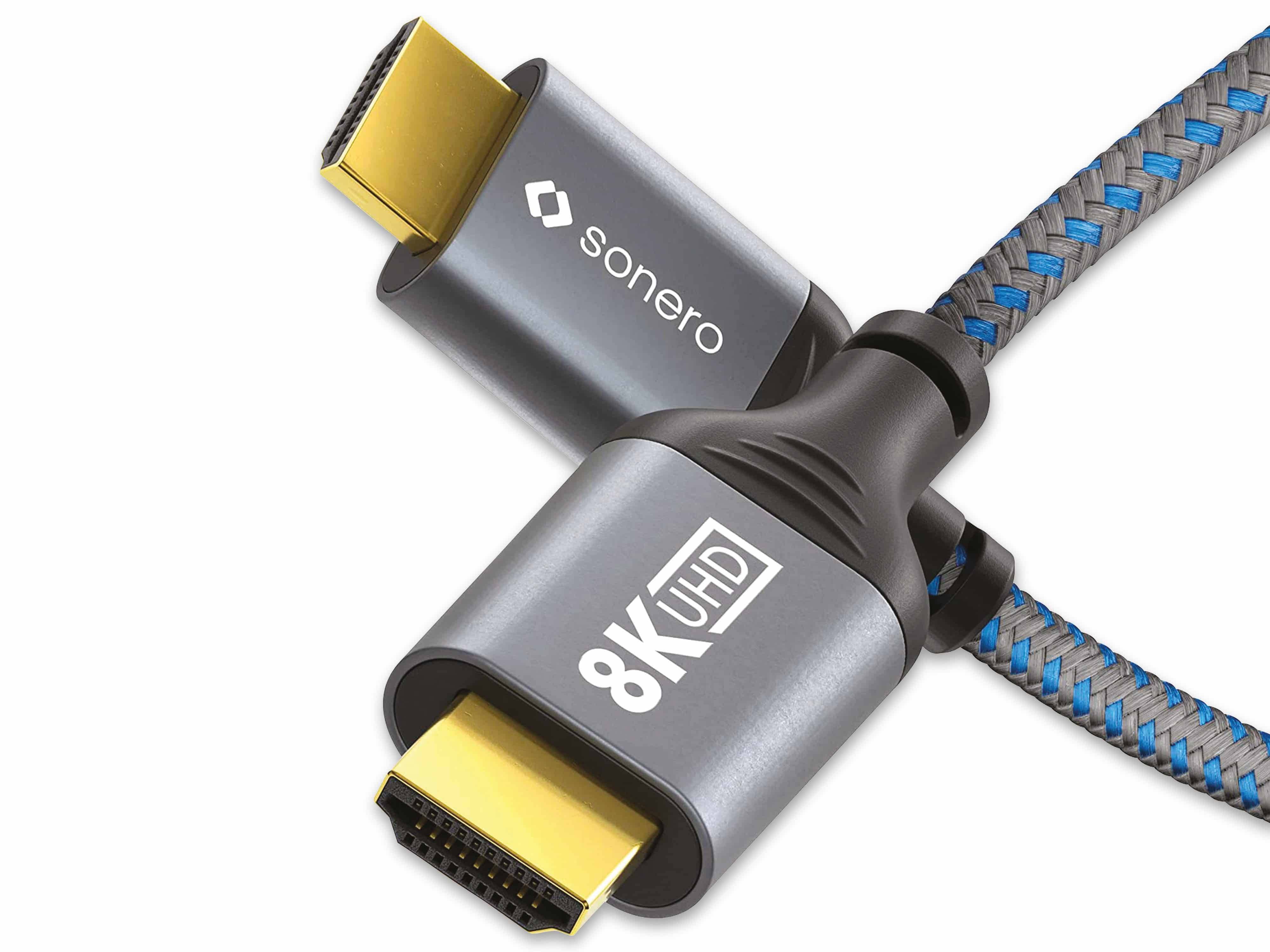 sonero HDMI auf HDMI Kabel - 8K60 - grau/blau - 3,00m