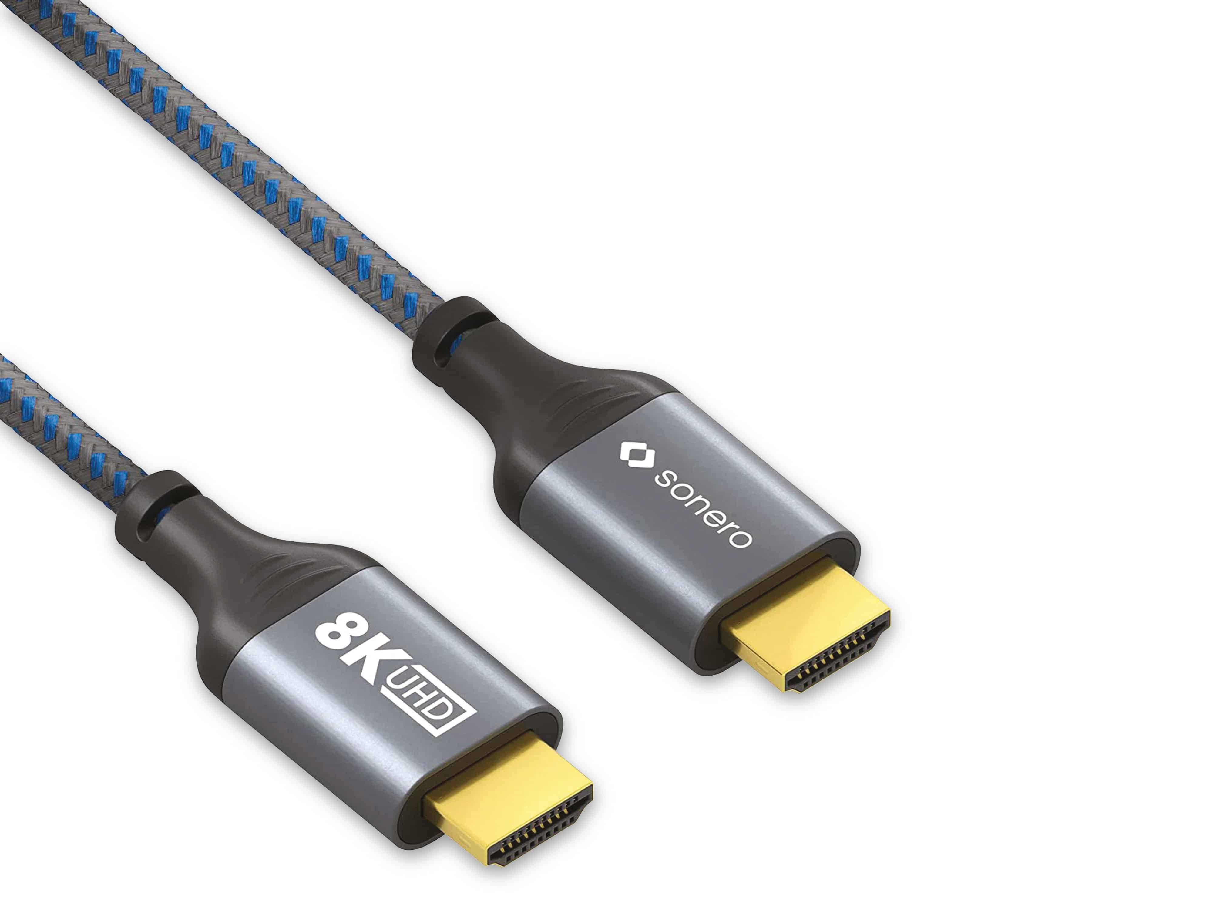 sonero HDMI auf HDMI Kabel - 8K60 - grau/blau - 3,00m