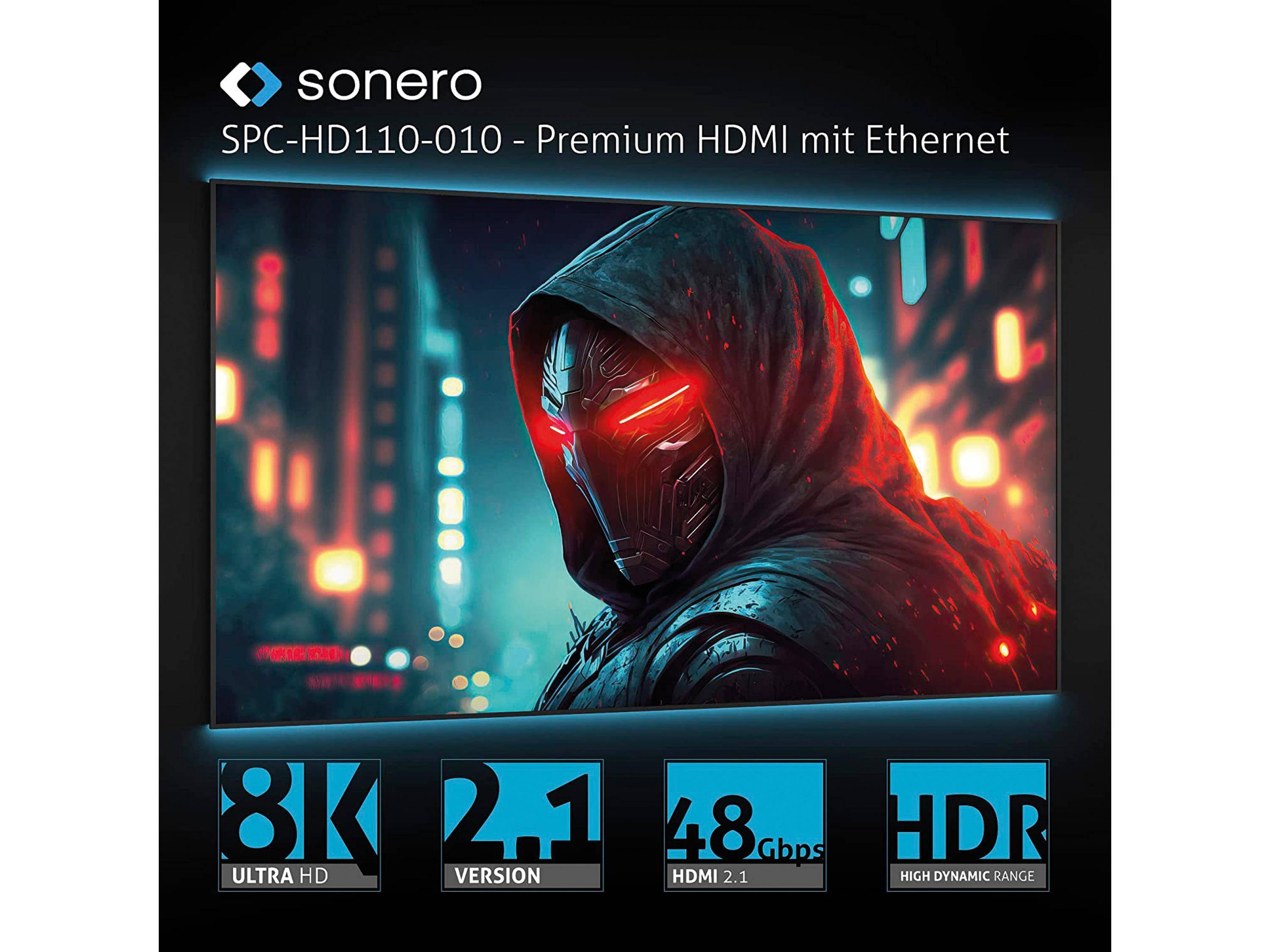 sonero HDMI auf HDMI Kabel - 8K60 - grau/blau - 3,00m SPC-HD110-030