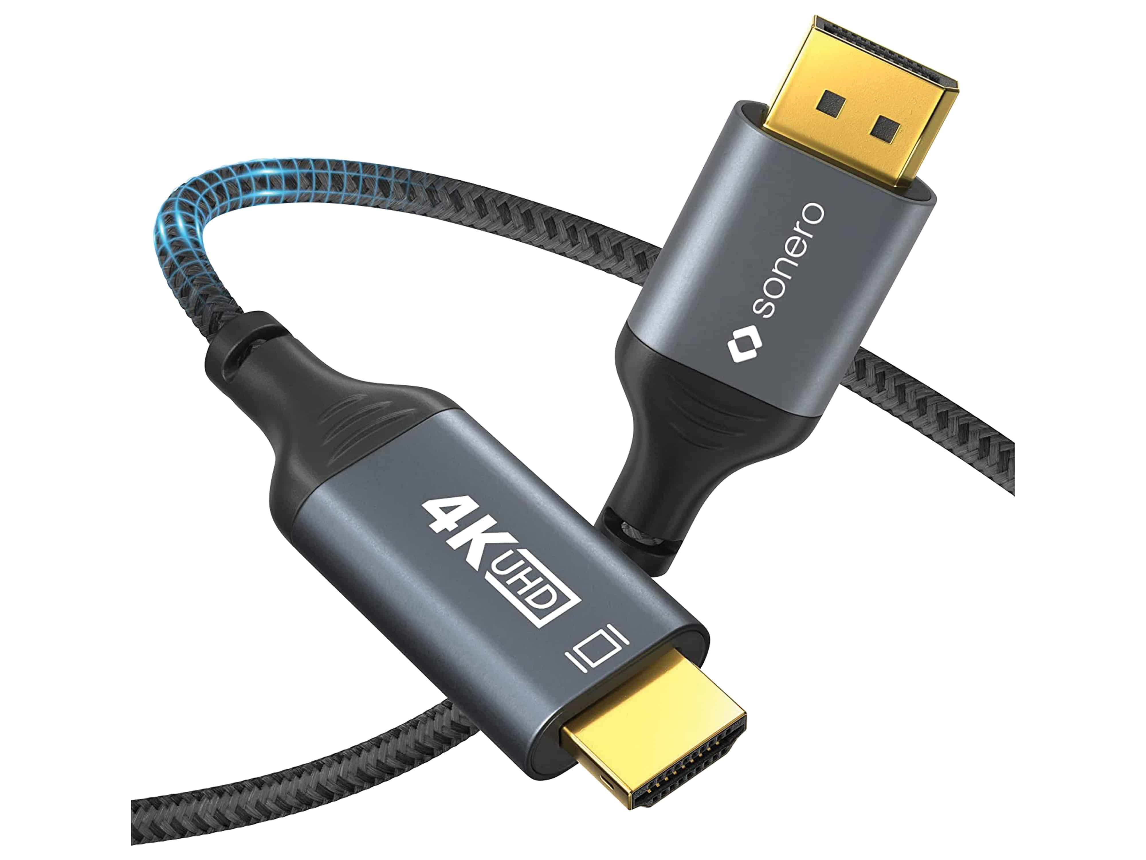 sonero DisplayPort auf HDMI Kabel - 4K60 - grau/schwarz - 3,00m