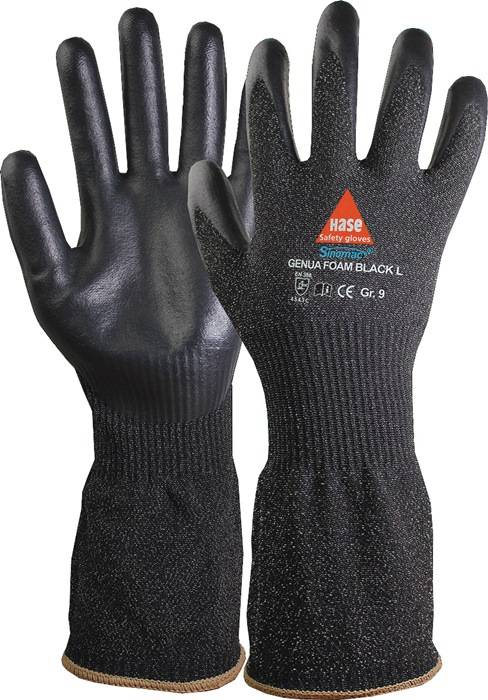 Schnittschutzhandschuhe Genua Foam black long Gr.8 schwarz EN 388 PSA II HASE