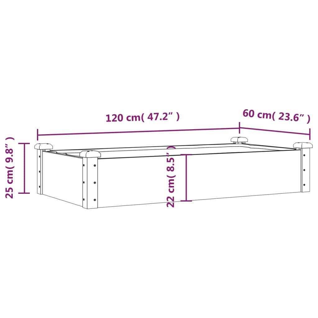 vidaXL Hochbeet mit Einsatz Grau 120x60x25 cm Massivholz Tanne