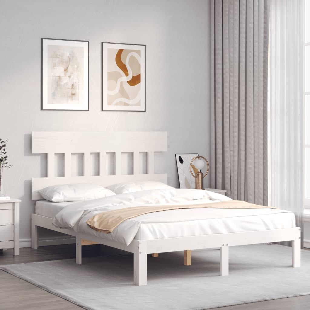 vidaXL Massivholzbett ohne Matratze Weiß 140x190 cm Kiefernholz