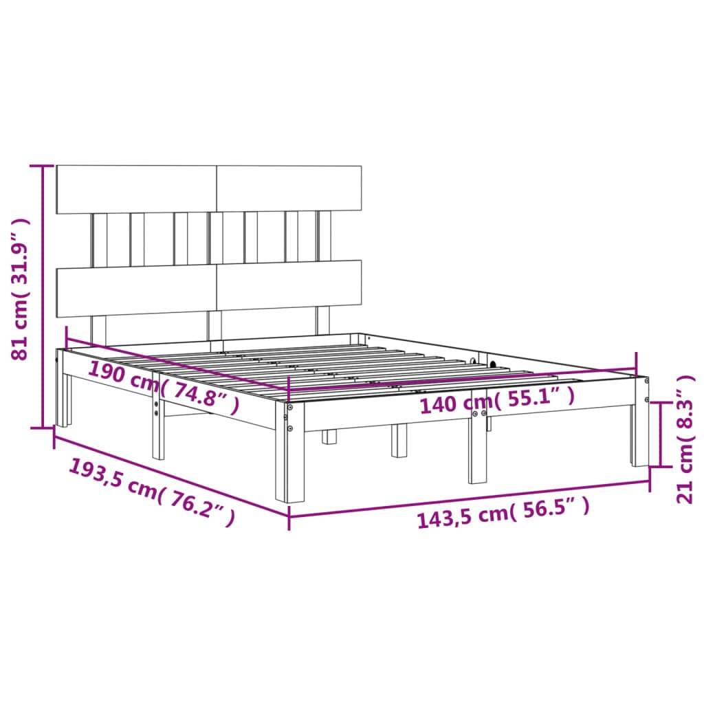 vidaXL Massivholzbett ohne Matratze Weiß 140x190 cm Kiefernholz