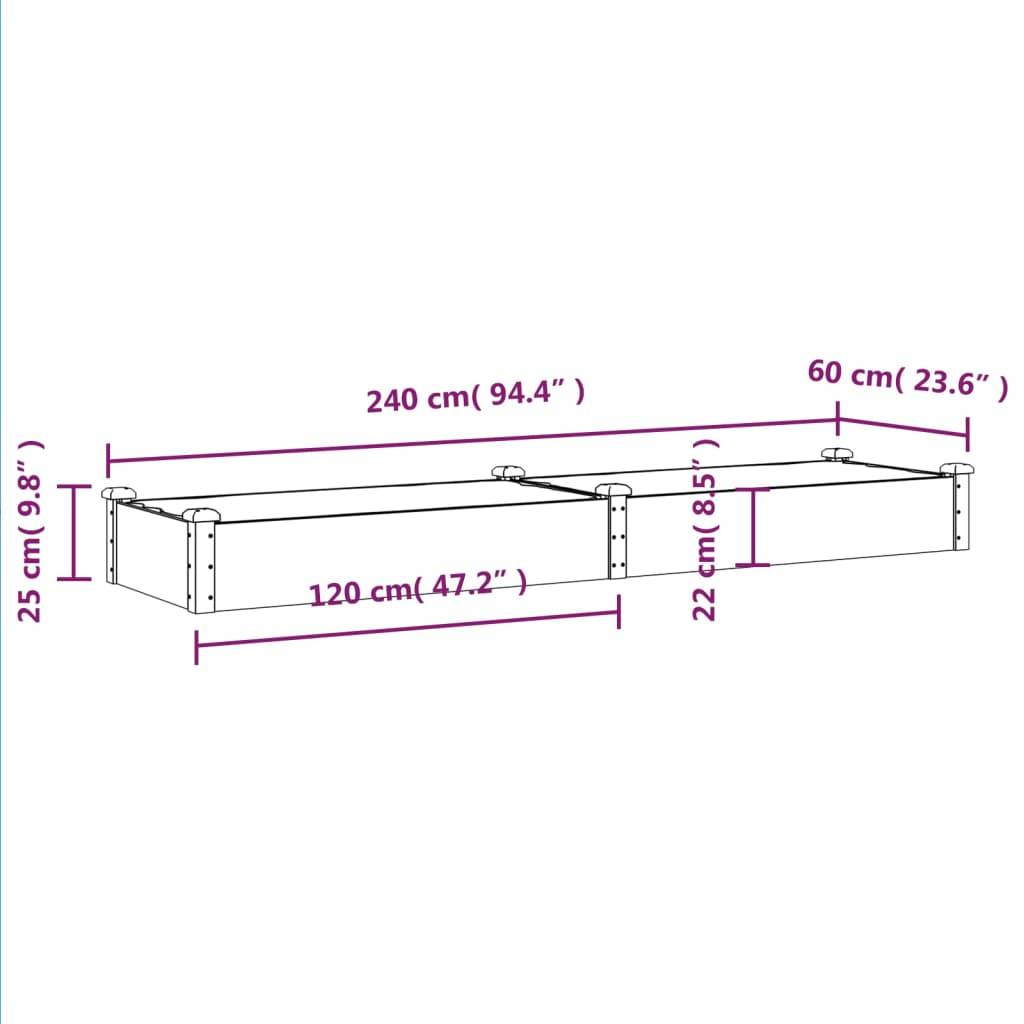 vidaXL Hochbeet mit Einsatz 240x60x25 cm Massivholz Tanne
