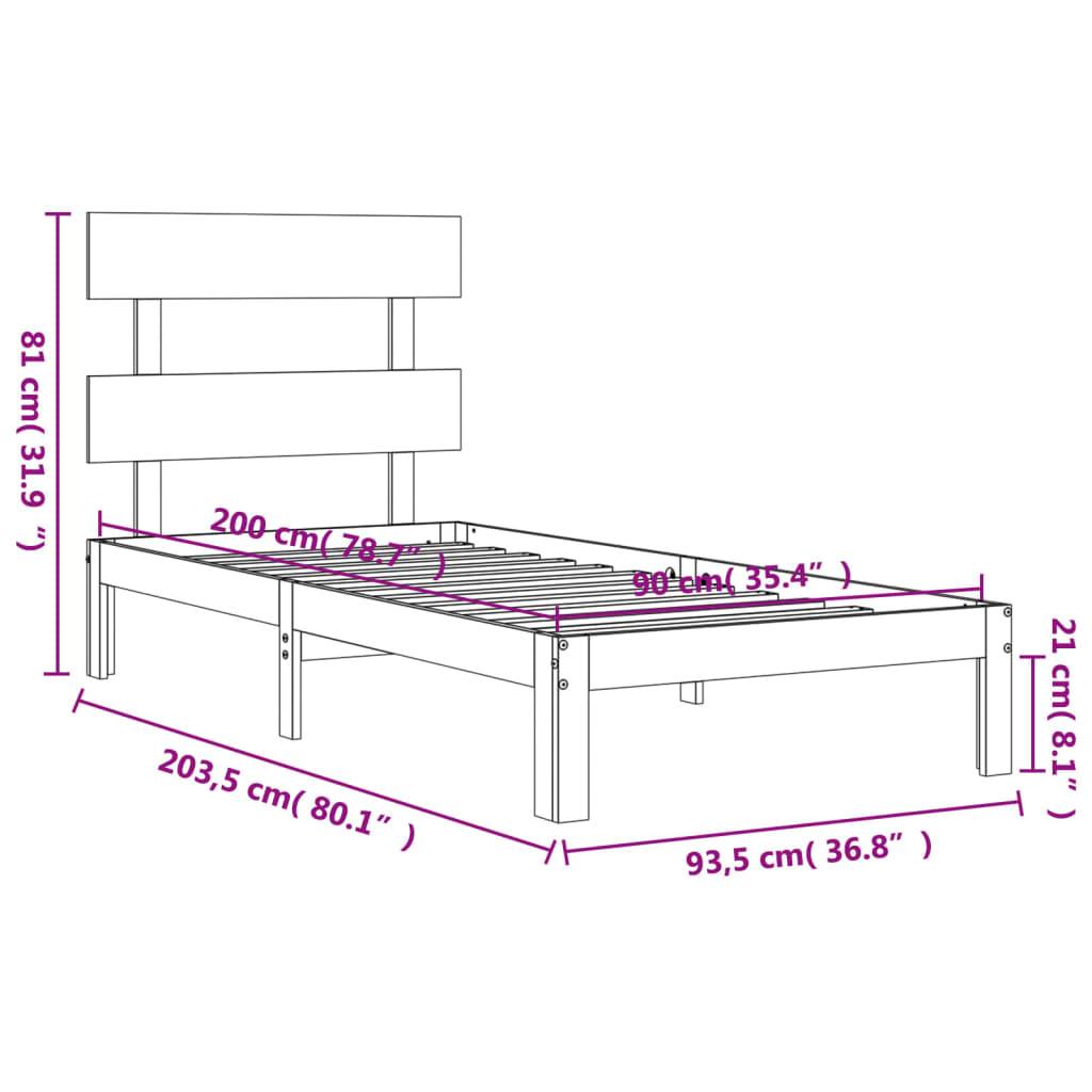 vidaXL Massivholzbett ohne Matratze Weiß 90x200 cm Kiefernholz