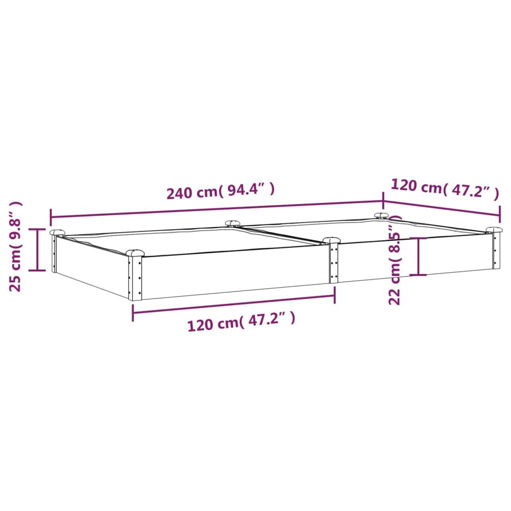 vidaXL Hochbeet mit Einsatz Grau 240x120x25 cm Massivholz Tanne