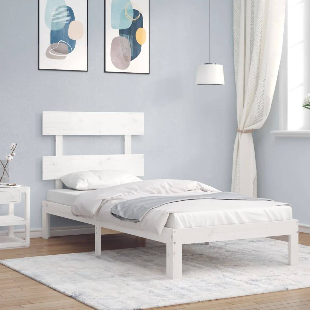 vidaXL Massivholzbett ohne Matratze Weiß 100x200 cm Kiefernholz