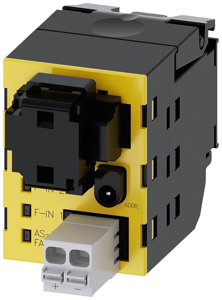 AS-Interface Modul, 2 sichere Eingänge, 1 Ausgang, schwarz, Durchdringungstechnik und 2-poliger Stecker mit
