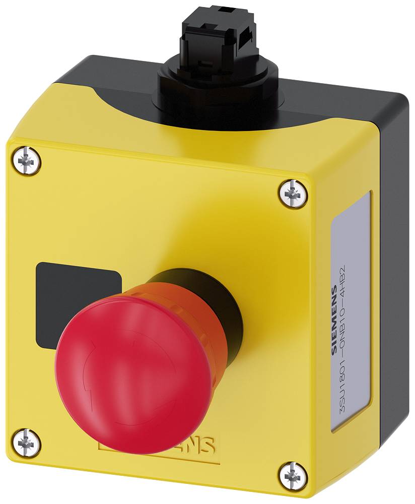 AS-Interface-Gehäuse für Befehlsgeräte, 22 mm, rund, Gehäusematerial Kunststoff, Gehäuseoberteil gelb, 1 Befehlsstelle