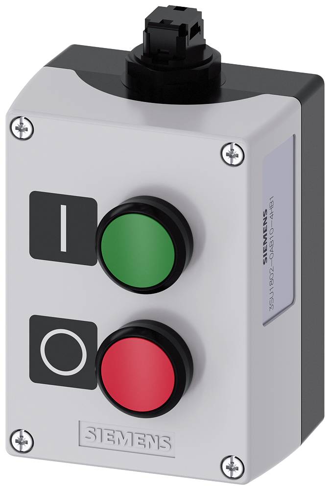 AS-Interface-Gehäuse für Befehlsgeräte, 22 mm, rund, Gehäusematerial Kunststoff, Gehäuseoberteil grau, 2 Befehlsstellen
