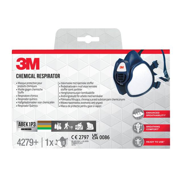 3M 4279, Halbmasken-Atemgerät, Atemgerät mit Versorgung aus der Atmosphäre, Gas & oil, Industrielle Wartung, Blau, Kunst