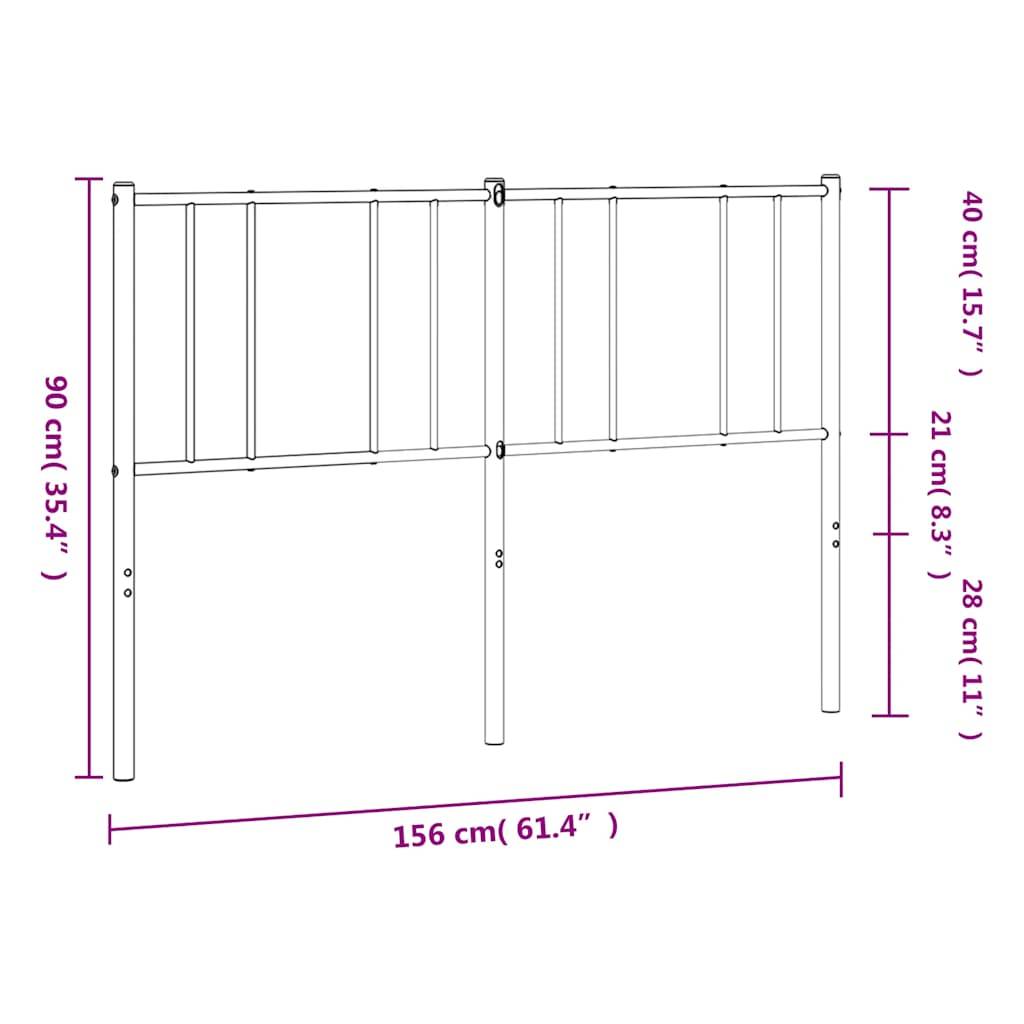 vidaXL Kopfteil Metall Schwarz 150 cm