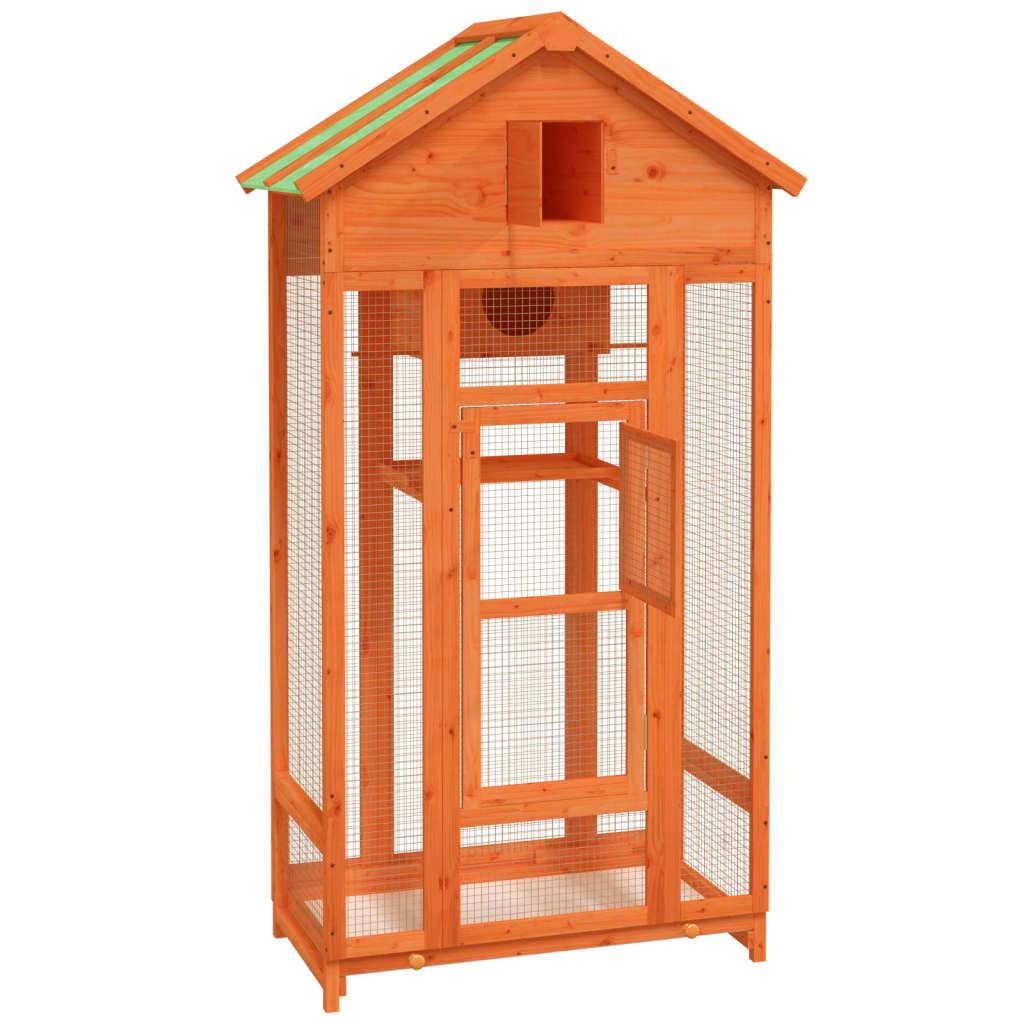 vidaXL Voliere Braun 91,5x53x170 cm Massivholz Kiefer