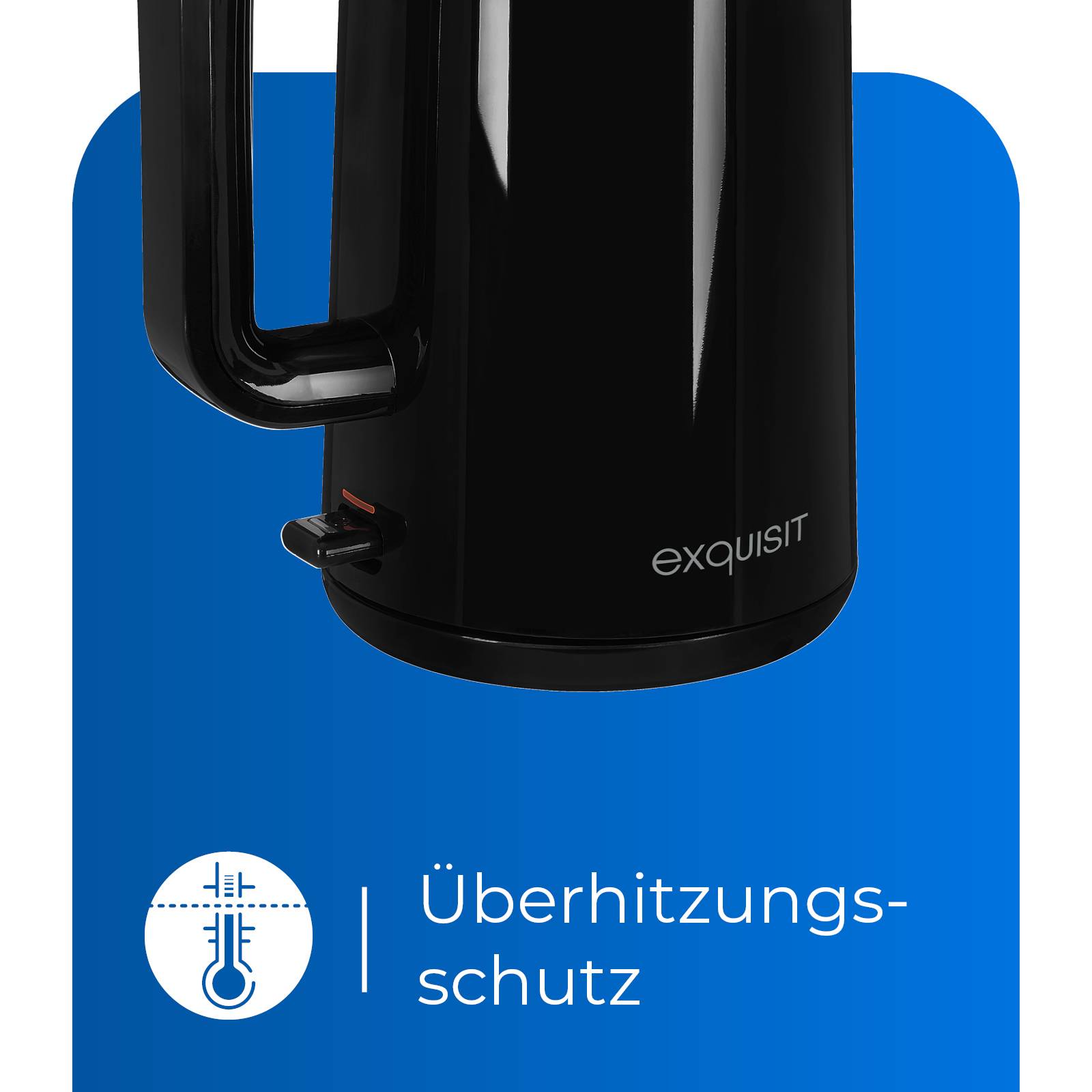 Exquisit Wasserkocher WK 6103 sw | 1,5 Liter Volumen | 2200 W | automatische Abschaltung | doppelwandig | Schwarz-inox