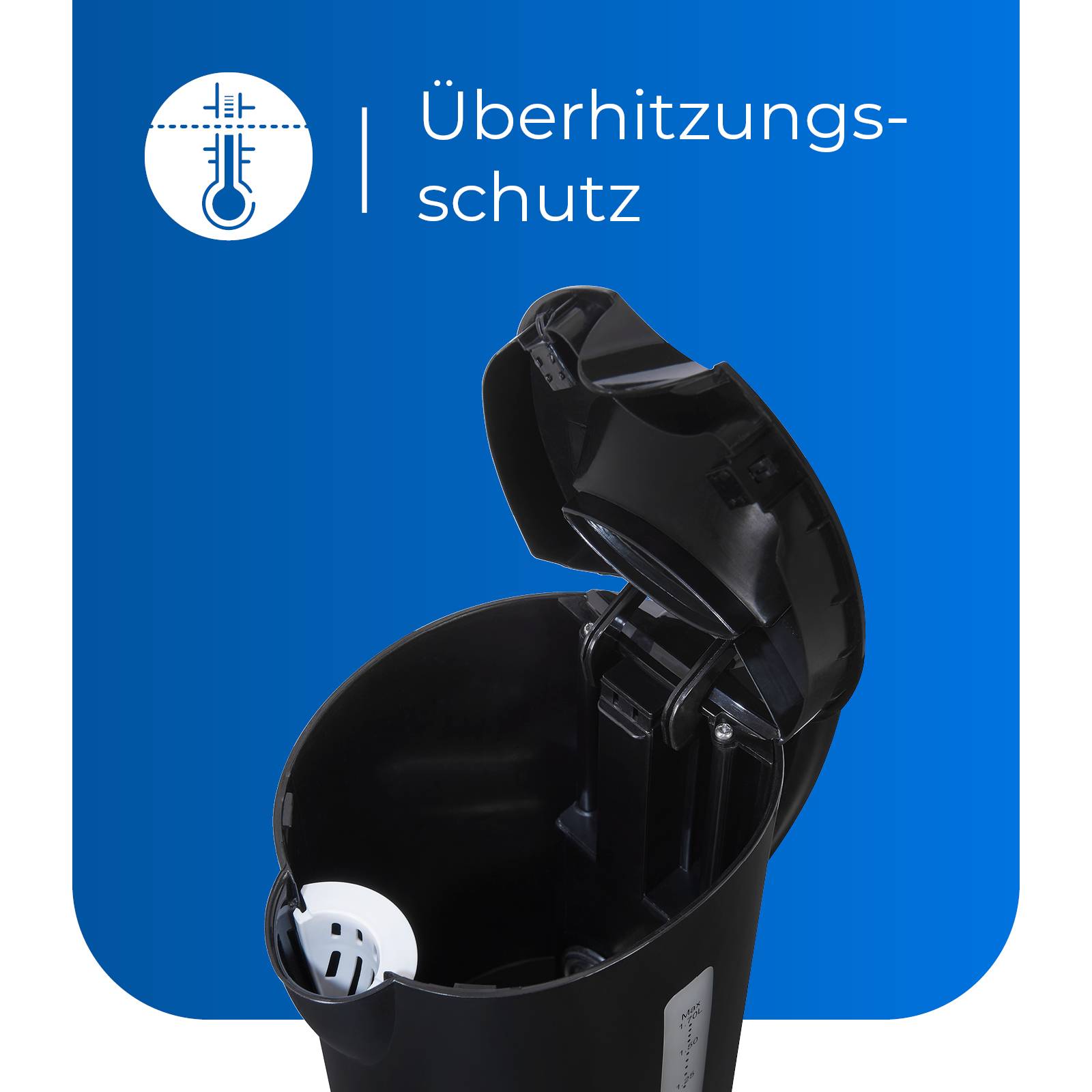 Exquisit Wasserkocher WK 3102 swi | 1,7 Liter Volumen | 2200 Watt | automatische Abschaltung | Schwarz-inox