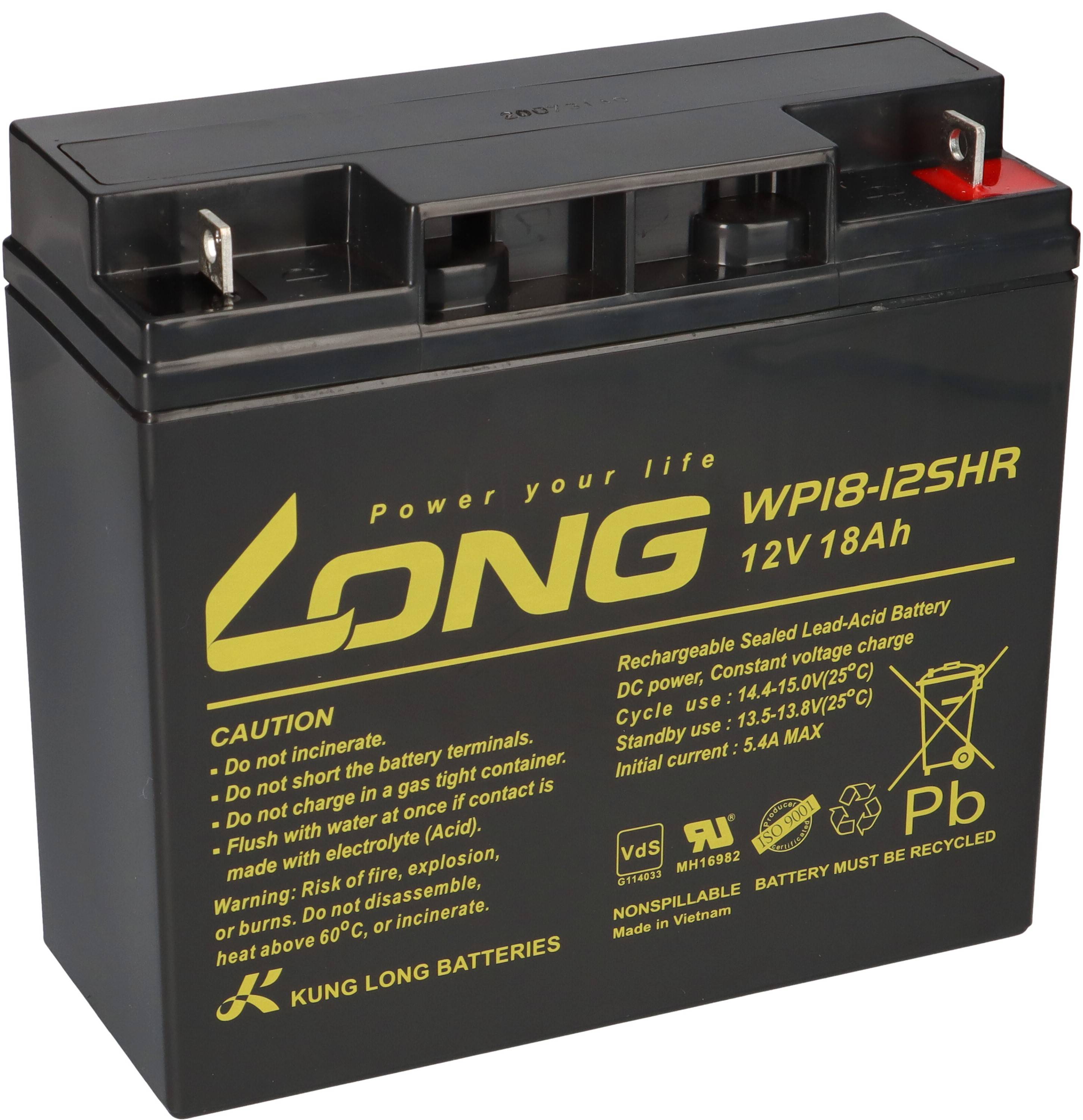 Kung Long VdS WP18-12SHR 12V 18Ah AGM Blei Accu wartungsfrei